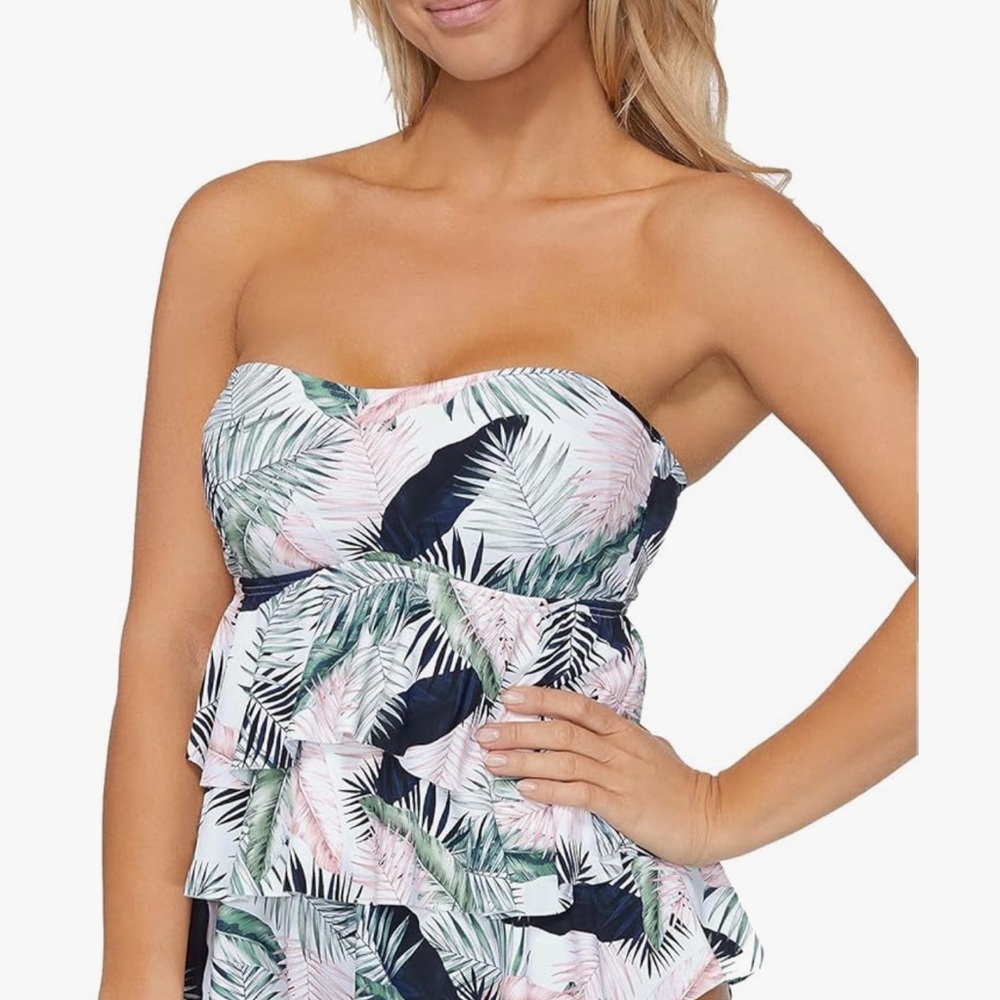 Swim top Island Escape Strapless Leaf Print